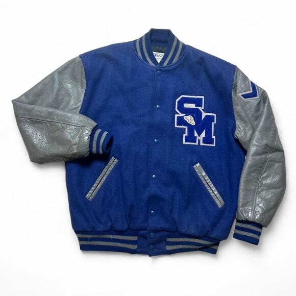 Smoky Mountain Mustangs 70s VTG Wool Leather Chenille Patch Varsity Jacket XL - Picture 1 of 7
